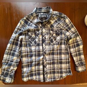 Buckle Black Unisex Navy, Yellow, and Gray Button-Down slim fit Large